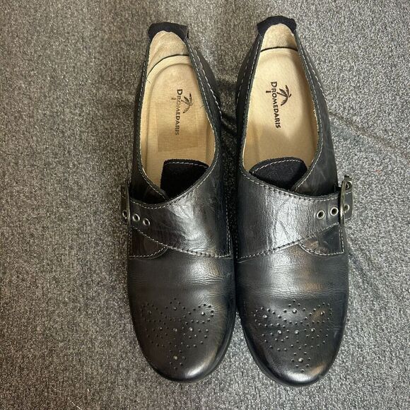 Dromedaries Black Leather Wedge Dark Academia Buckle 41 10.5-11 - Picture 5 of 11